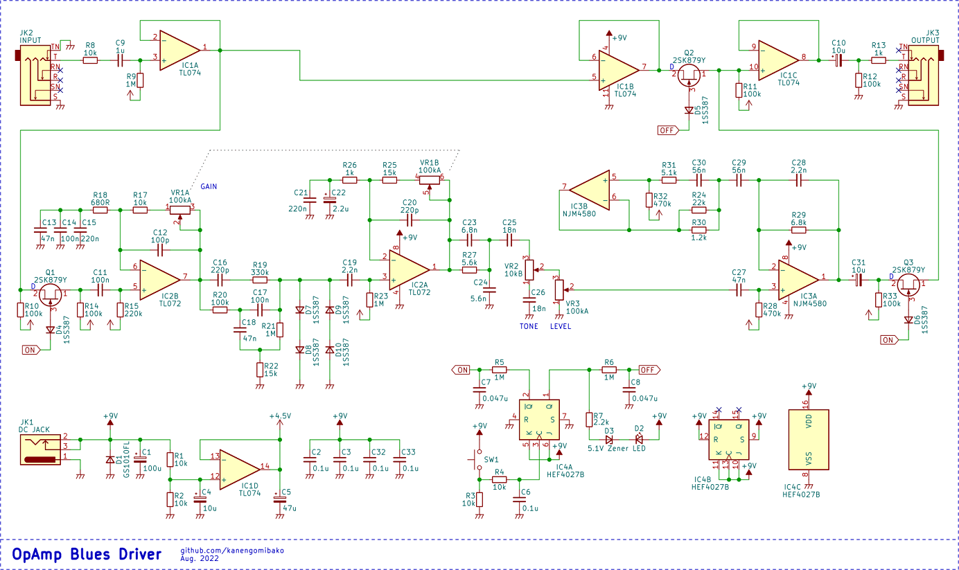 OpAmp Blues Driver schematic