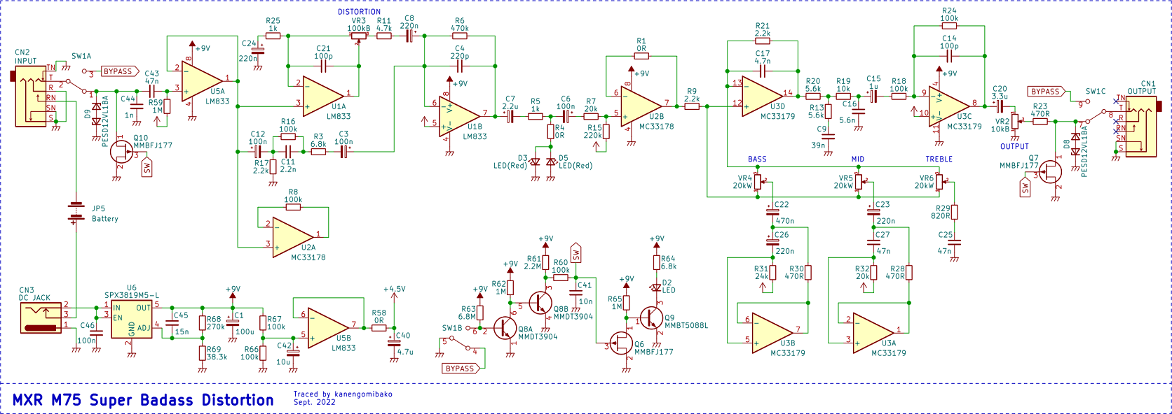 MXR M75 Super Badass Distortion schematic