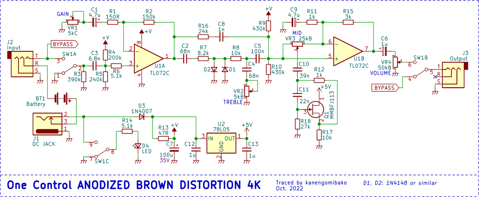 One Control Anodized Brown Distortion 4K schematic