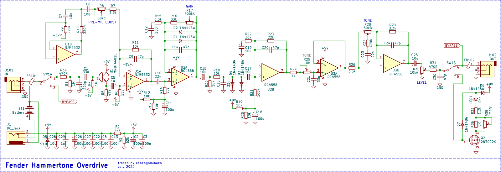 Fender Hammertone Overdrive Schematic