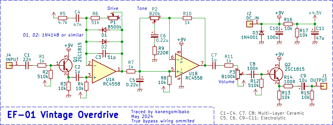 EF-01 Vintage Overdrive schematic